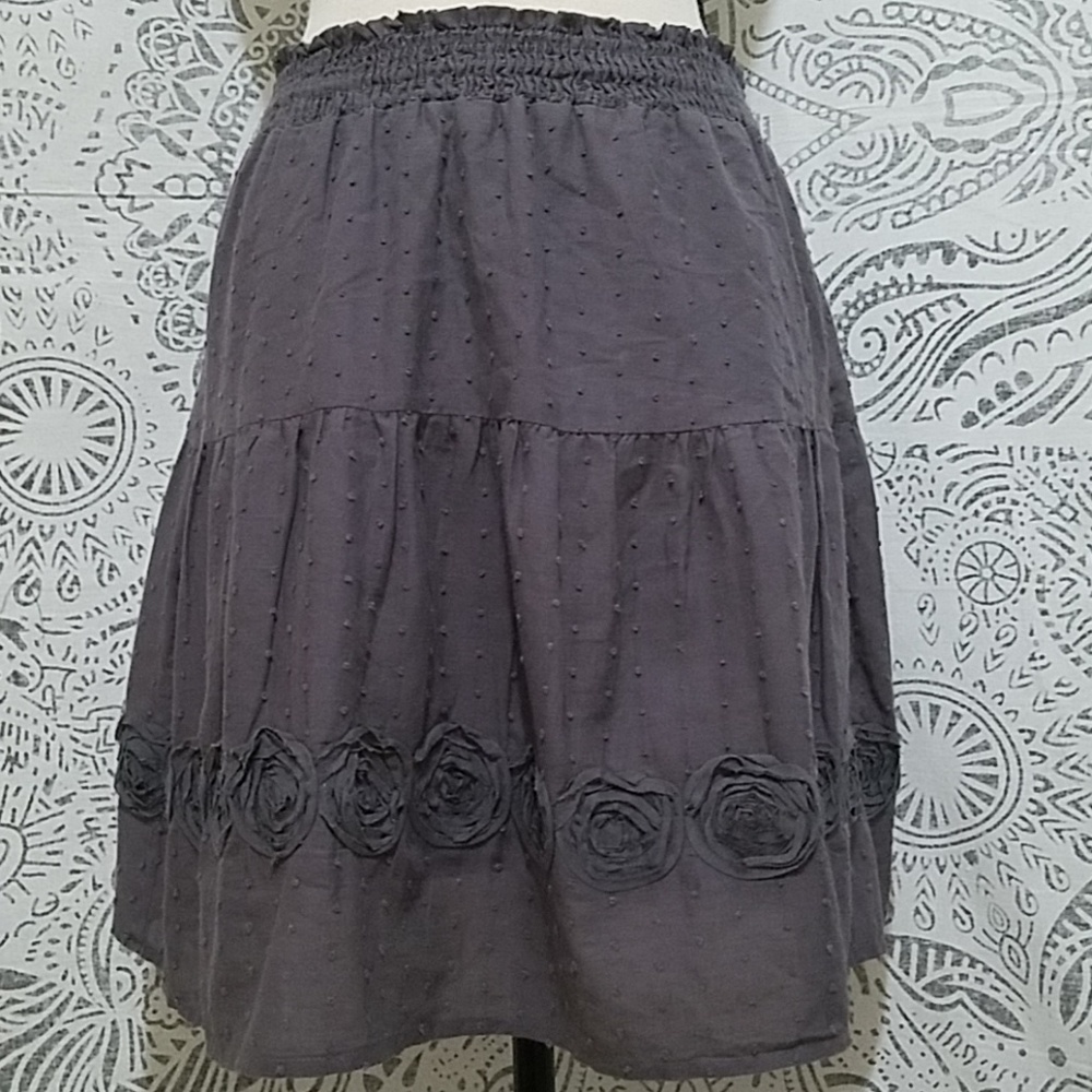 Rhapsody Charcoal Gray Tiered Rosette Skirt